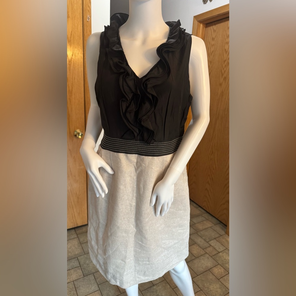 Theme Black and Cream Ruffle Dress